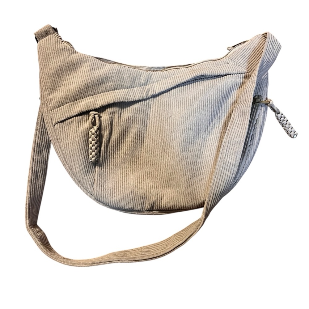 Stylish Corduroy Cream Crossbody/ Shoulder Bag